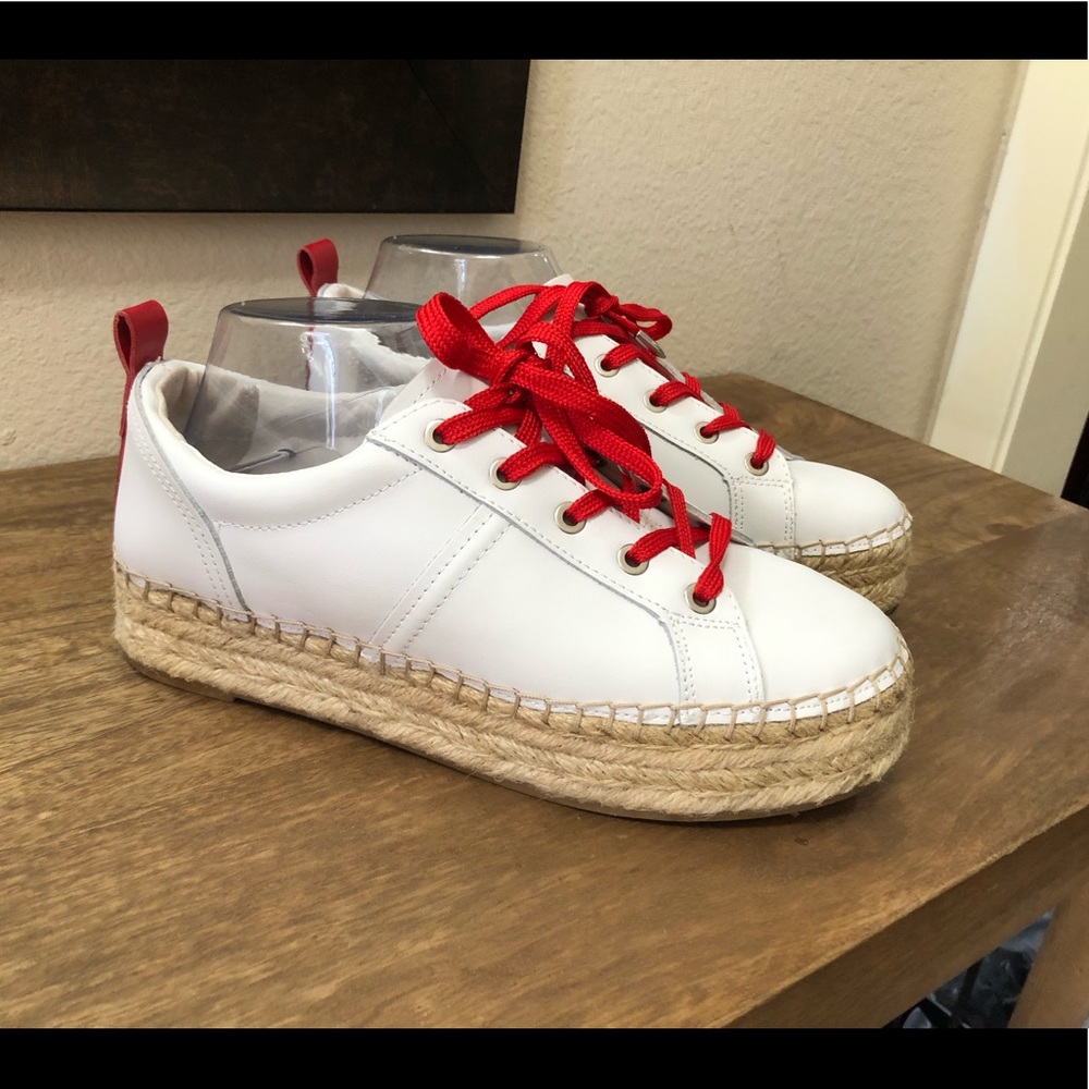 Sam Edelman Women's White Carleigh Platform Espadrille Sneakers US Size 9